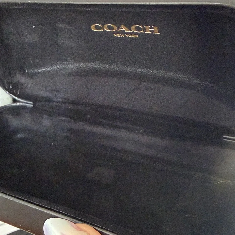 Coach Black Leather Sunglass Case with Gold Logo